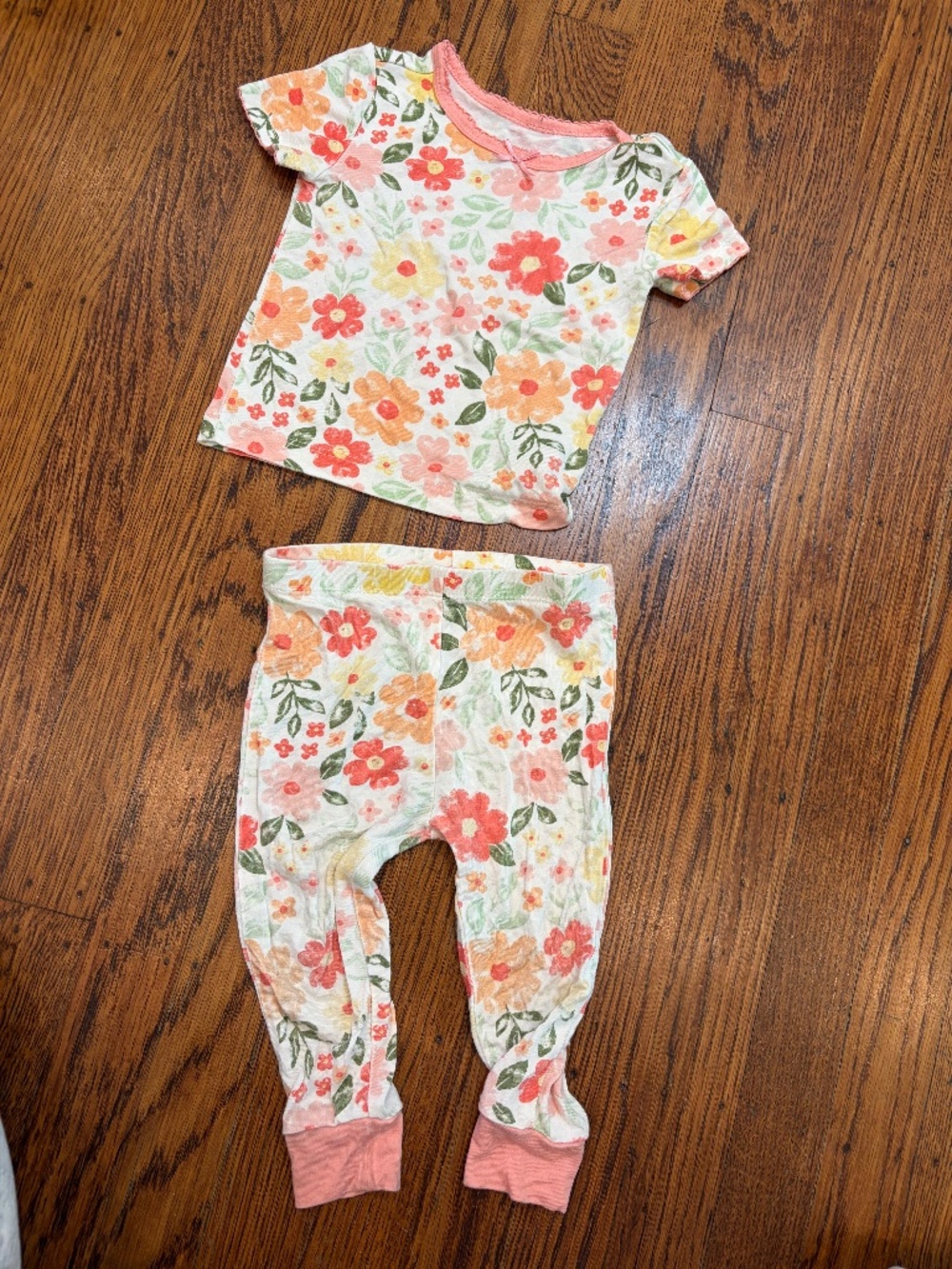 Little Me Bamboo Flower Pajamas - 12 months - two piece short sleeve